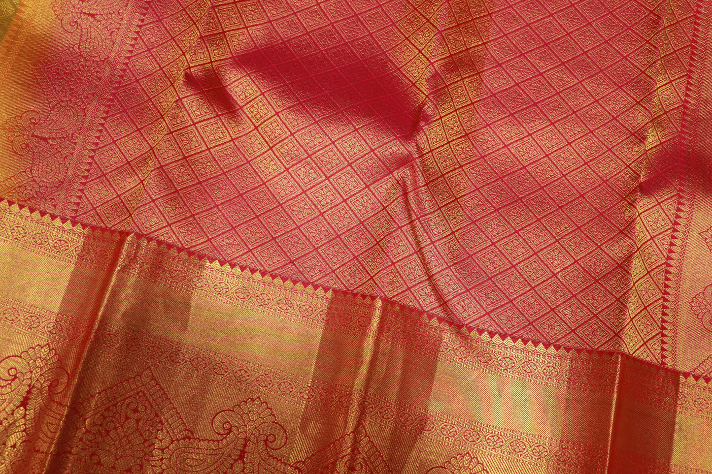 Pure  Silk Saree Green With pink Colour