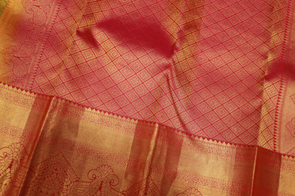 Pure  Silk Saree Green With pink Colour
