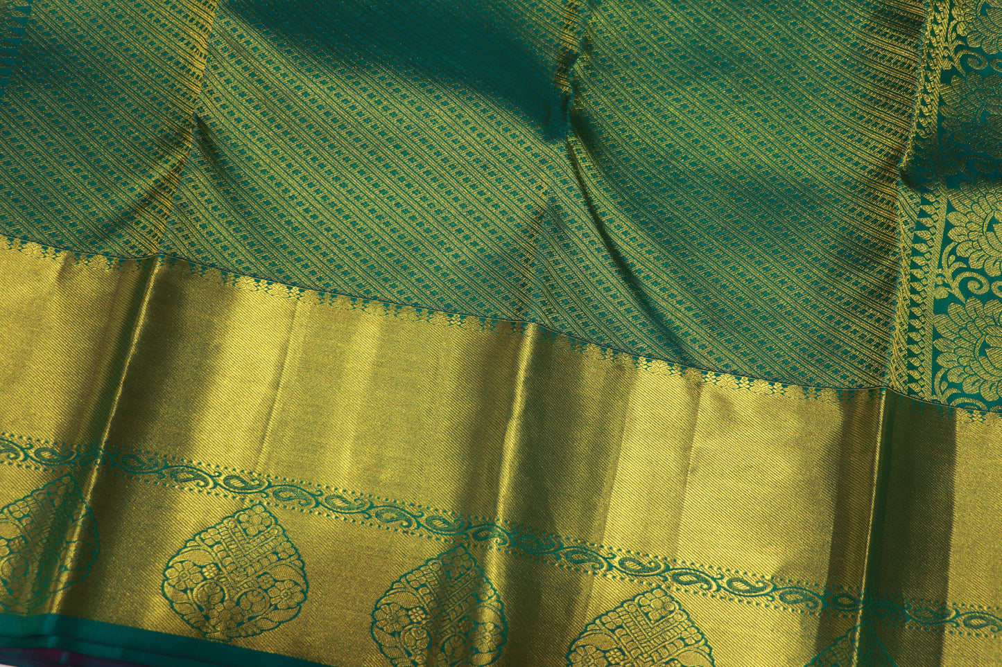 Pure  Silk Saree  Orange  With  Green Colour