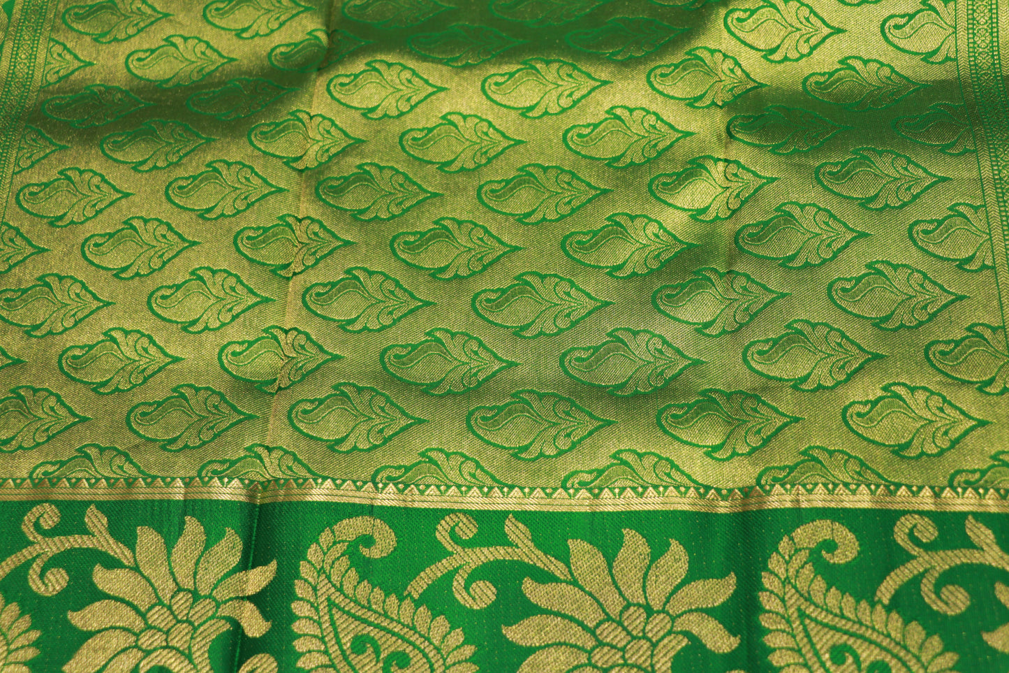 Pure  Silk Saree  Orange With  Green  Colour