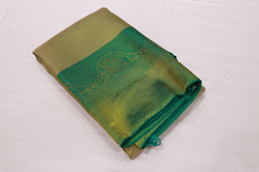Pure  Silk Saree Pista  Green With Ramar Green Colour