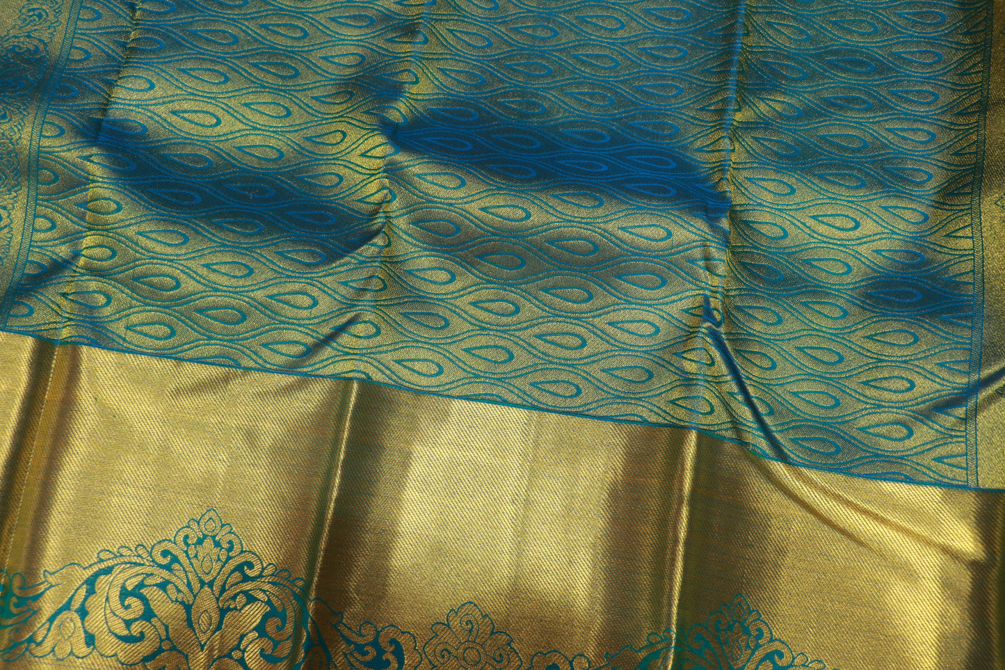 Pure  Silk Saree  Sky Blue With  Gold Colour