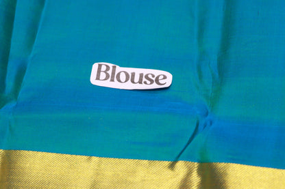 Pure  Silk Saree  Sky Blue With  Gold Colour