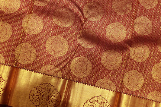 Pure  Silk Saree Maroon With Gold Colour