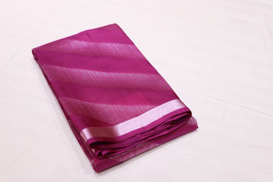 Pure  Silk Saree Purple With  Silver  Colour