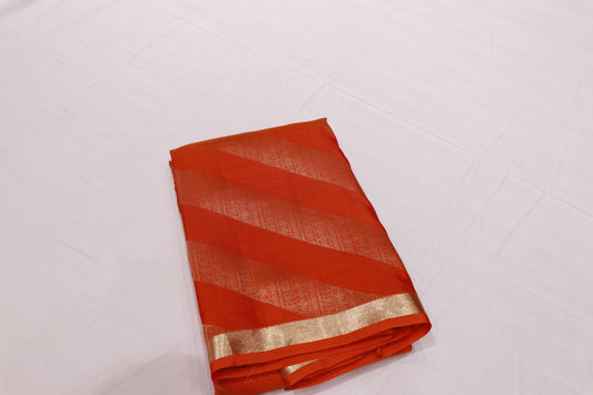 Pure  Silk Saree  Orange  With  Voilet Colour