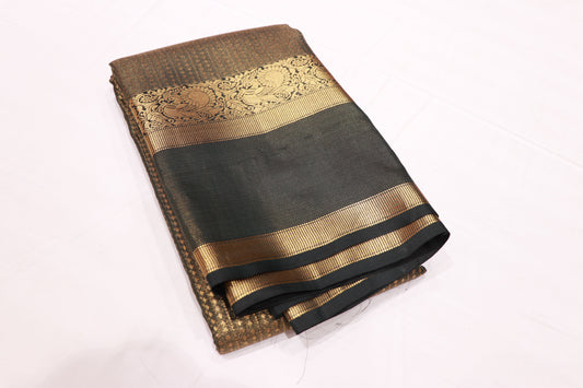 Pure  Silk Saree Bottle Green Colour