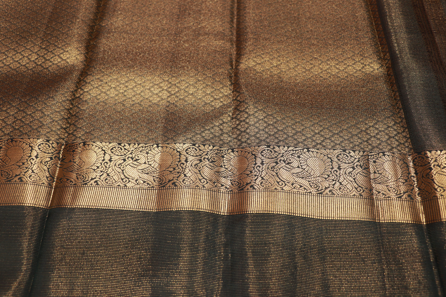 Pure  Silk Saree Bottle Green Colour