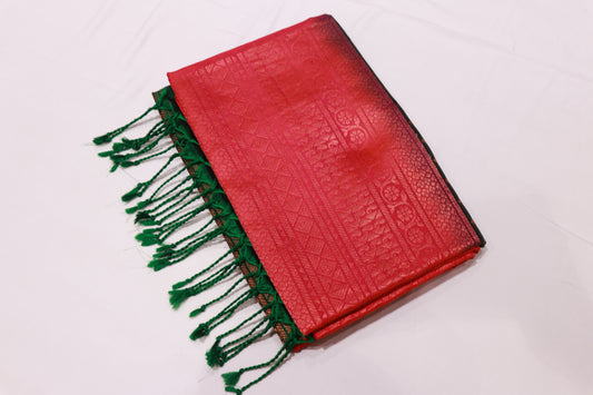 Pure Silk saree  Pink with Green Colour