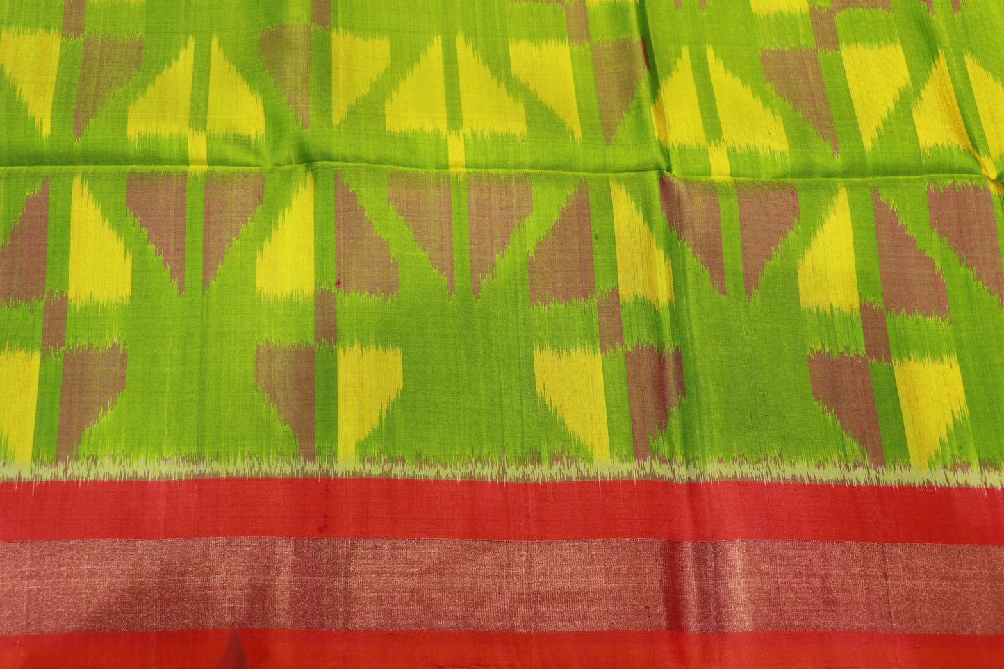 Pure Silk saree  Green With Orange Colour