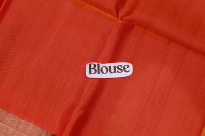 Pure Silk saree  Green With Orange Colour