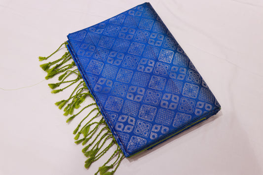 Pure Silk saree  Green With Blue Colour - Vaishali Silks