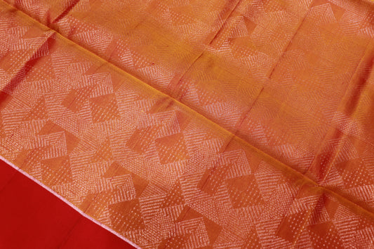 Pure Silk Saree Orange with  red  Colour