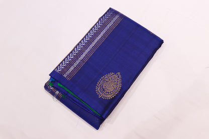Pure silk saree  Dark Blue with  Green Blouse