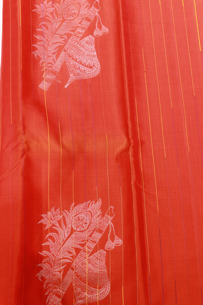 Pure silk saree Orange saree with Jute  Blouse