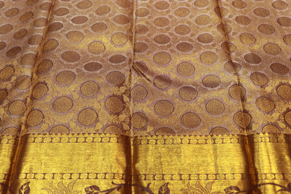 Pure silk saree Sandal with Gold