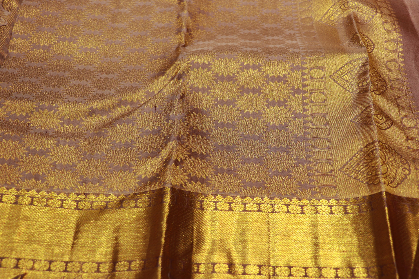 Pure silk saree Sandal with Gold