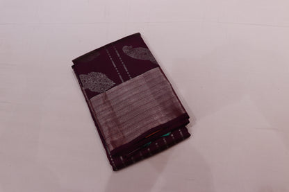 Pure Silk Saree Violet  With Green Colour