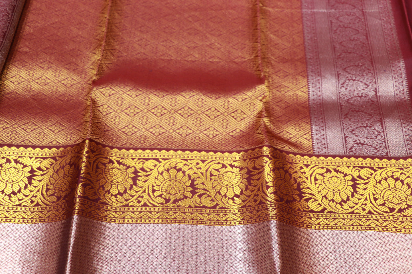 Pure Silk Saree Gold  Colour