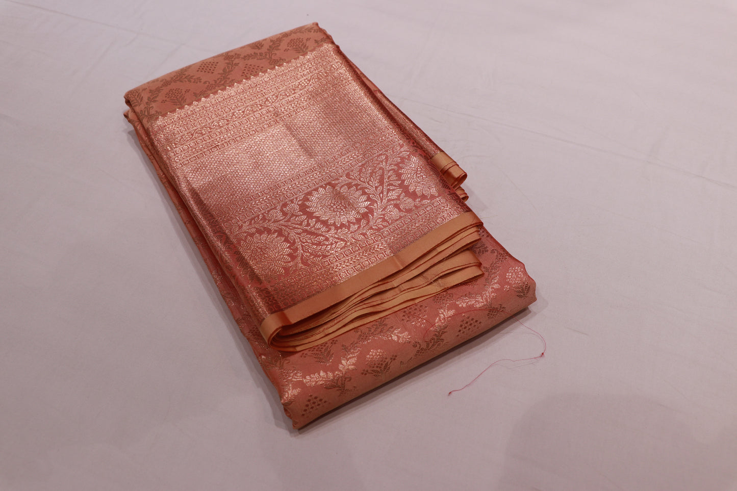 Pure Silk Saree   Light  Orange colour