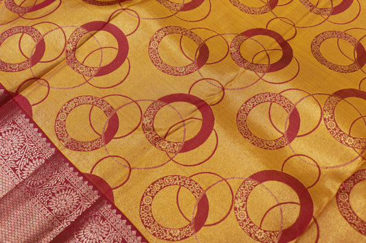 Pure Silk Saree    Yellow  with  Pink Colour  Saree