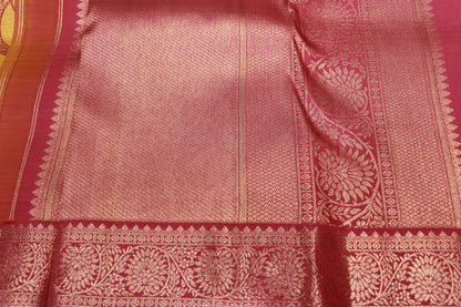 Pure Silk Saree    Yellow  with  Pink Colour  Saree