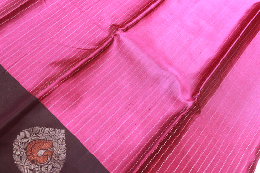 Pure Silk Saree Violete Colour Saree With Black Border