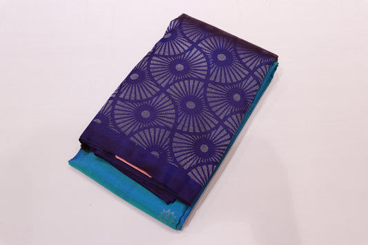 Pure Silk Saree   Blue Saree with  Dark Blue  Border