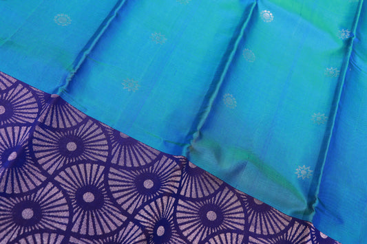 Pure Silk Saree   Blue Saree with  Dark Blue  Border