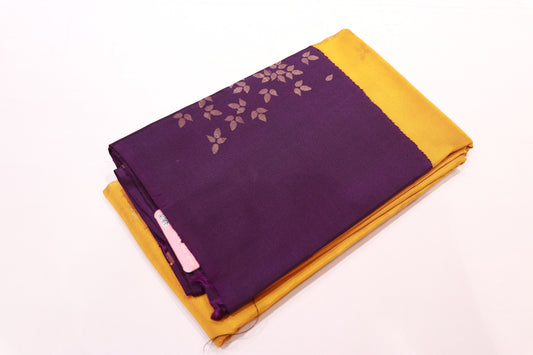 Pure Silk Saree Yellow Colour Saree With Violete Border
