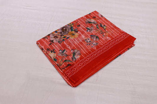 Cotton Saree Red Colour