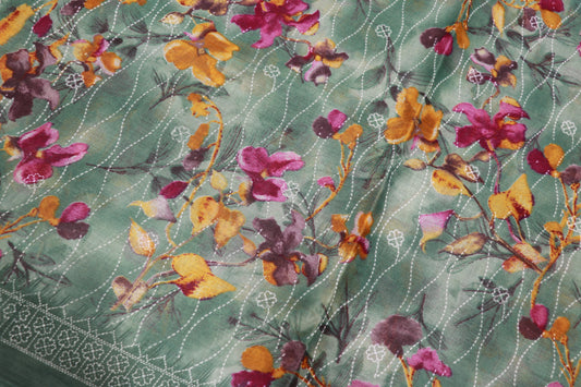 Cotton Saree Green Colour