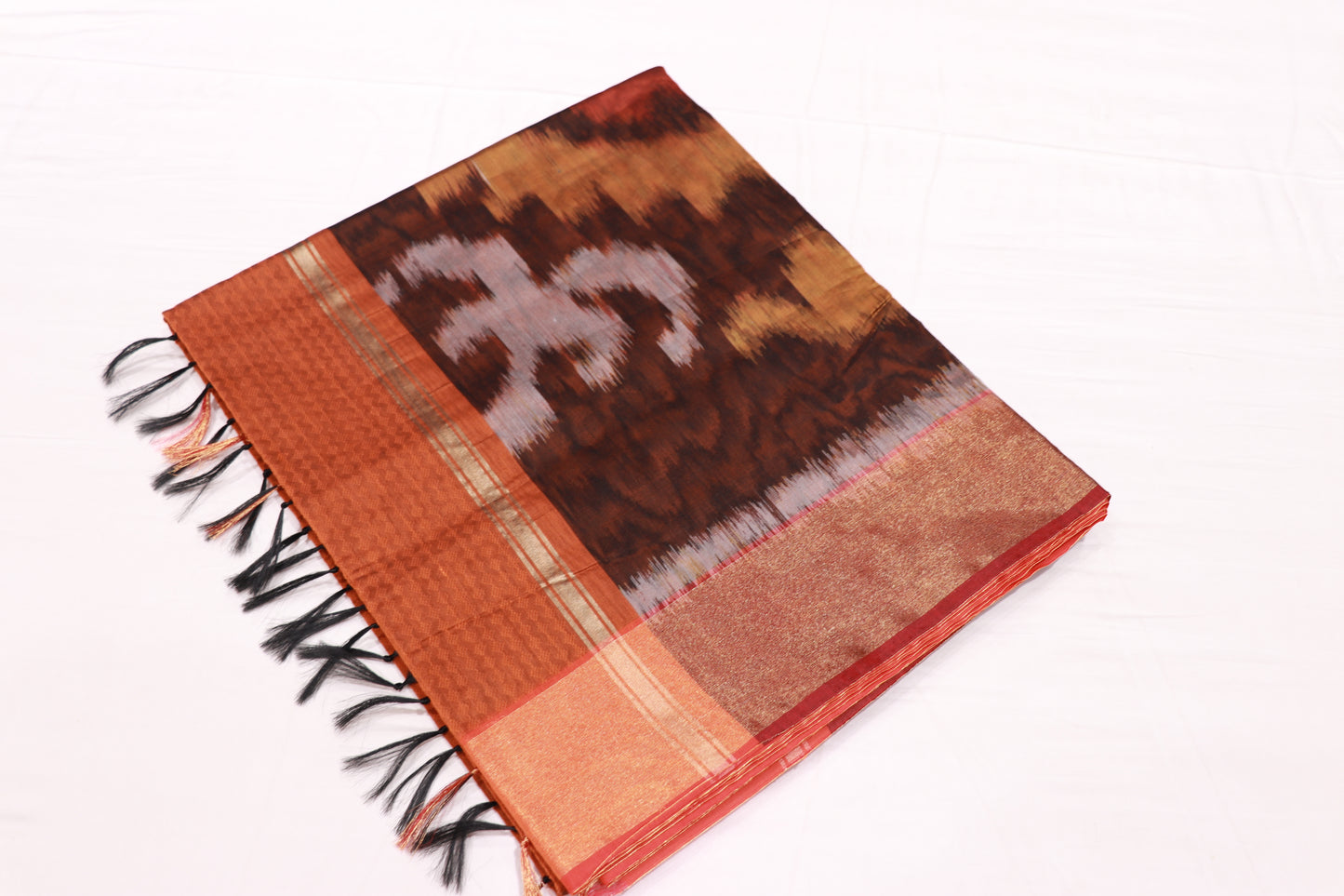 Cotton Saree Orange  Pochamalli Design