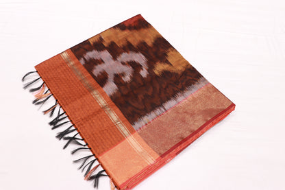 Cotton Saree Orange  Pochamalli Design