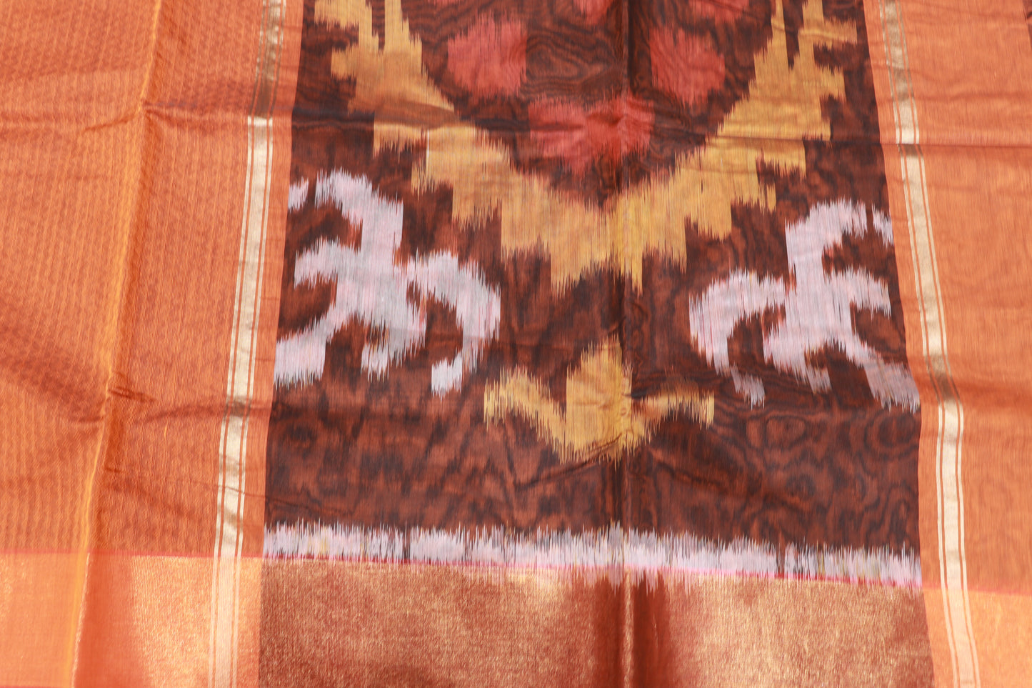 Cotton Saree Orange  Pochamalli Design