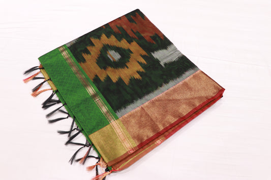 Cotton Saree Green Pochamalli Design