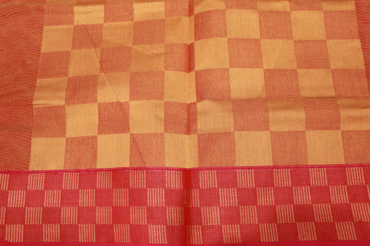 Cotton Saree  Orange With PInk Colour