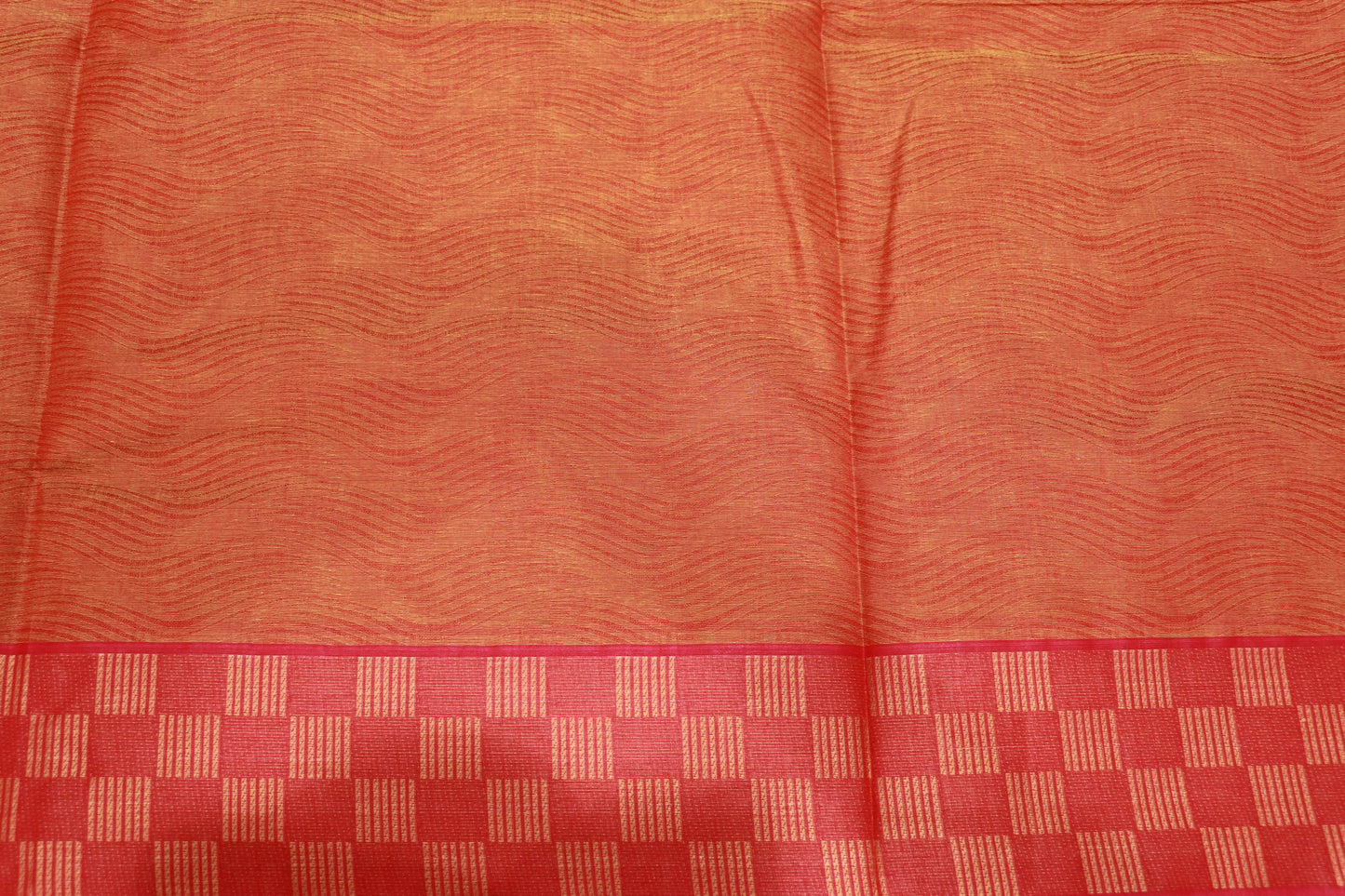 Cotton Saree  Orange With PInk Colour