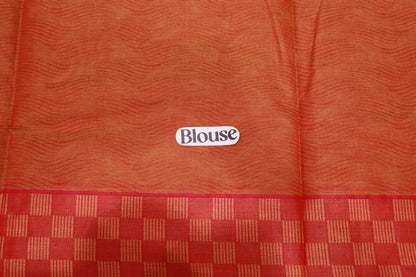 Cotton Saree  Orange With PInk Colour