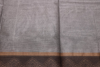 Cotton Saree Grey With Black  Colour - Vaishali Silks