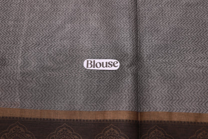 Cotton Saree Grey With Black  Colour - Vaishali Silks
