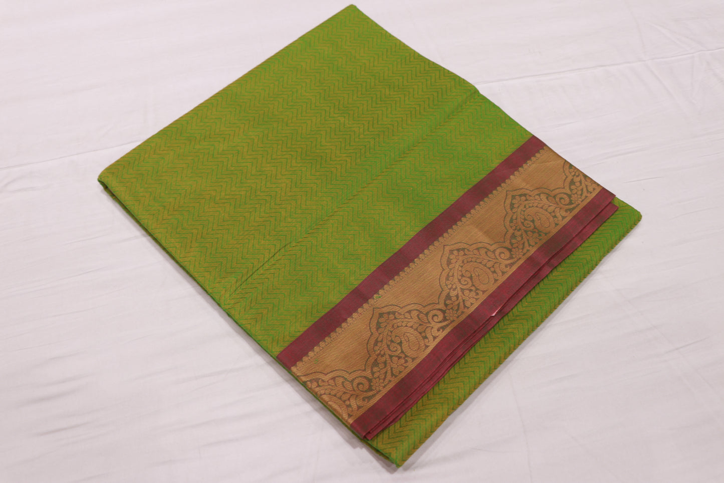 Cotton Saree Parrot Green Colour