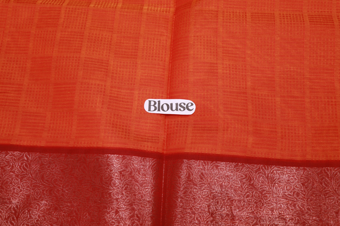 Cotton Saree  Orange With meroon - Vaishali Silks