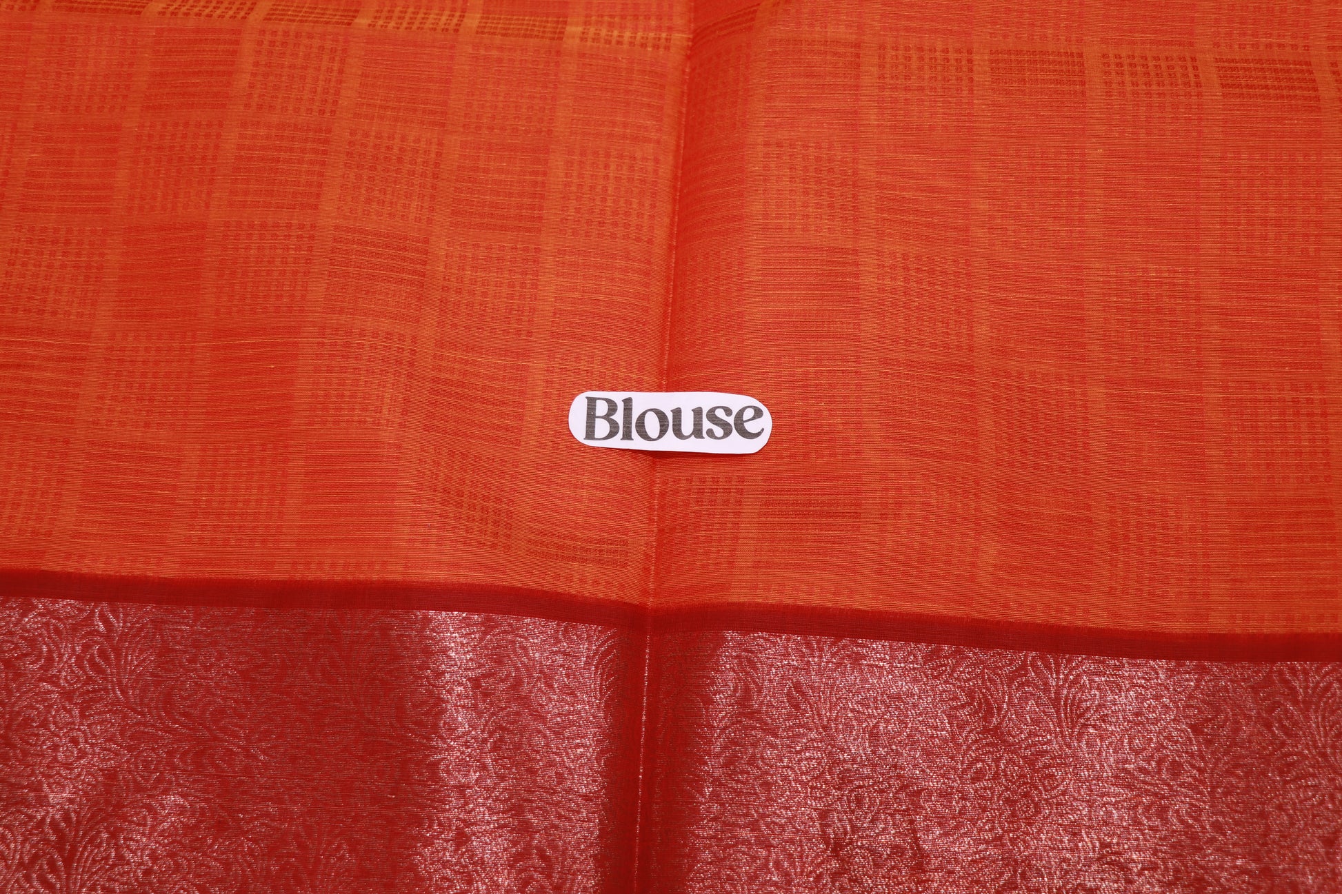 Cotton Saree  Orange With meroon - Vaishali Silks