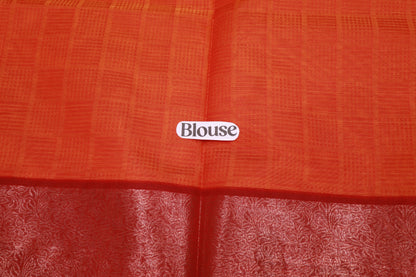Cotton Saree  Orange With meroon - Vaishali Silks