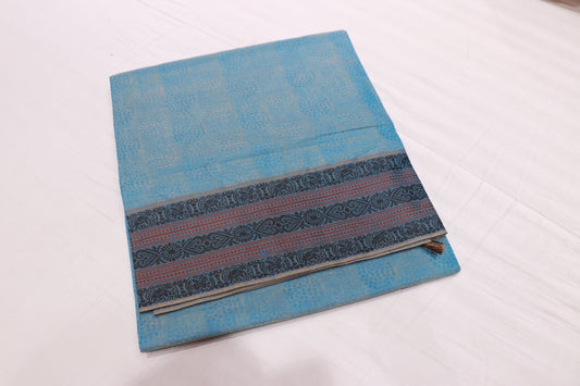 Cotton Saree Sky Blue Colour - Vaishali Silks