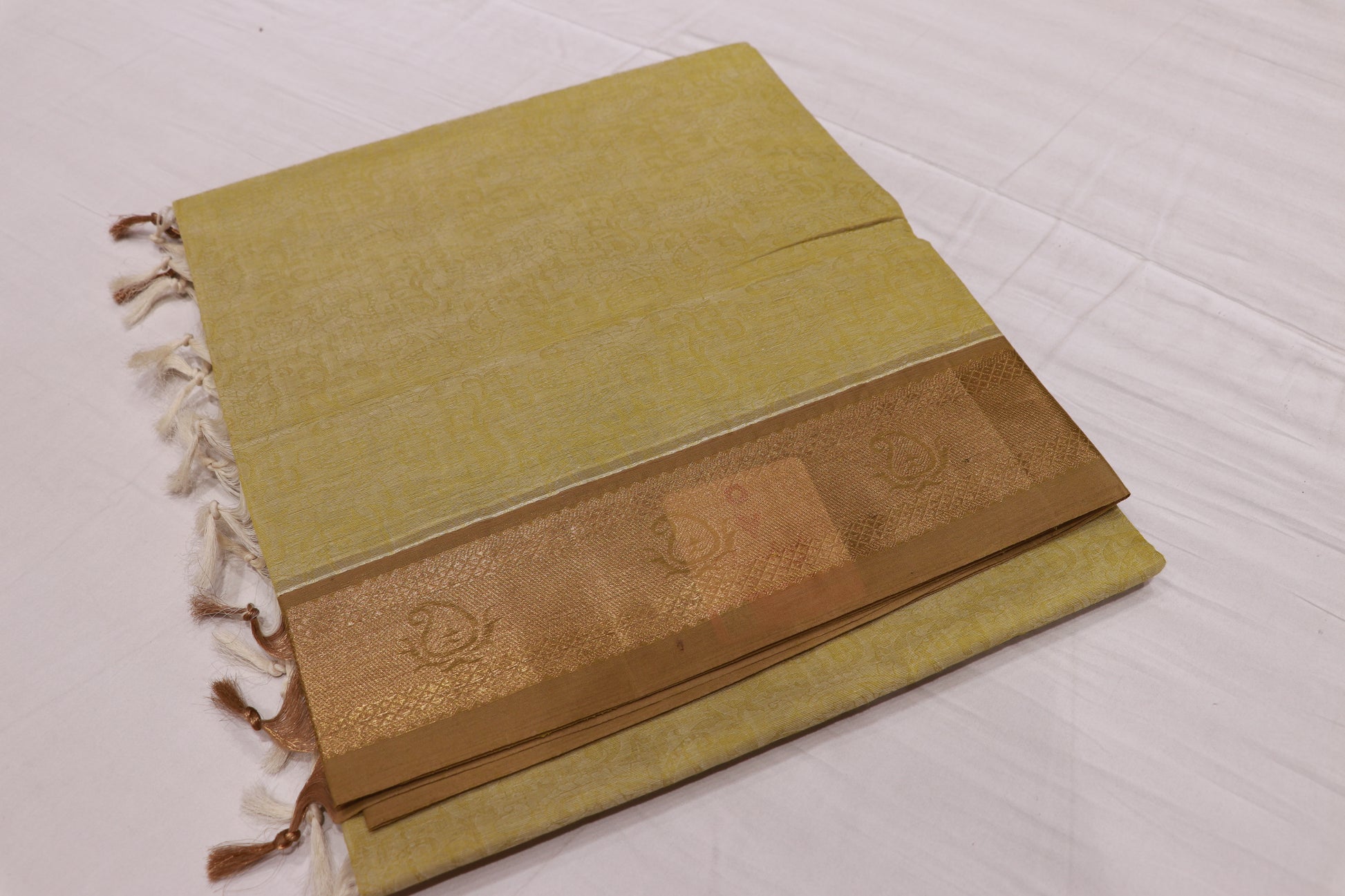 Cotton Saree Pista  Green  Colour - Vaishali Silks