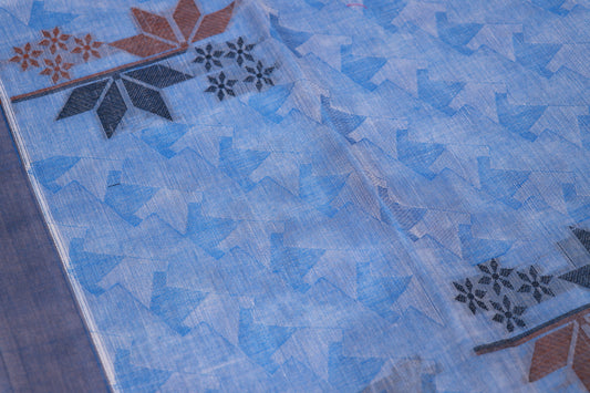 Cotton Saree Sky Blue Colour - Vaishali Silks