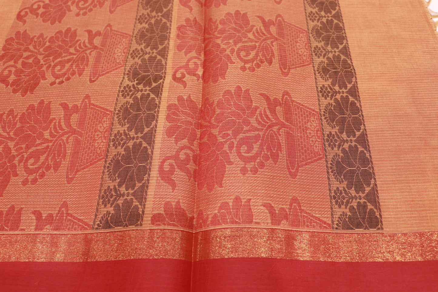 Cotton Saree Orange Colour - Vaishali Silks