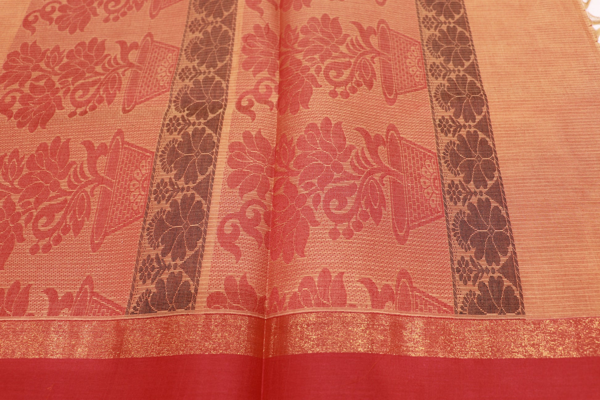 Cotton Saree Orange Colour - Vaishali Silks